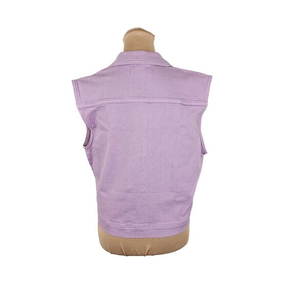 Warp + Weft Light Pastel Purple Pink Denim Button Up Vest Sz M - Picture 5 of 9